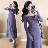 怀孕裙子韩版 孕妇装 长裙春秋孕妇裙秋 气质长袖 连衣裙秋季 秋装 时尚