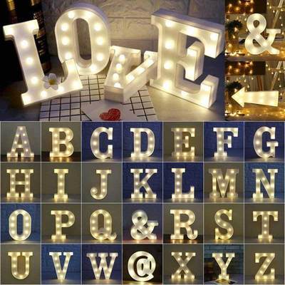 极速new Alphabet 26 Letters Lights LED Light Up White Warm M