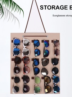 15 Slots Felt Sunglasses Hanging Storage Bag with Sufficient