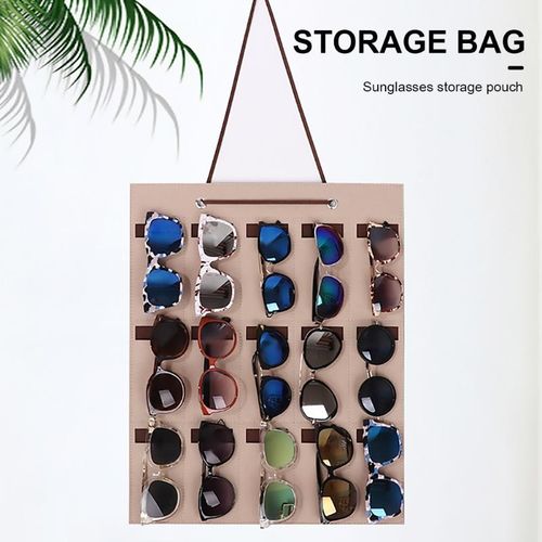 15 Slots Felt Sunglasses Hanging Storage Bag with Sufficient