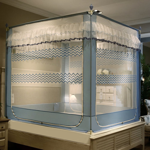 新款2021年蚊帐家用免安装儿童防摔拉链款蒙古包加厚支架方便拆洗