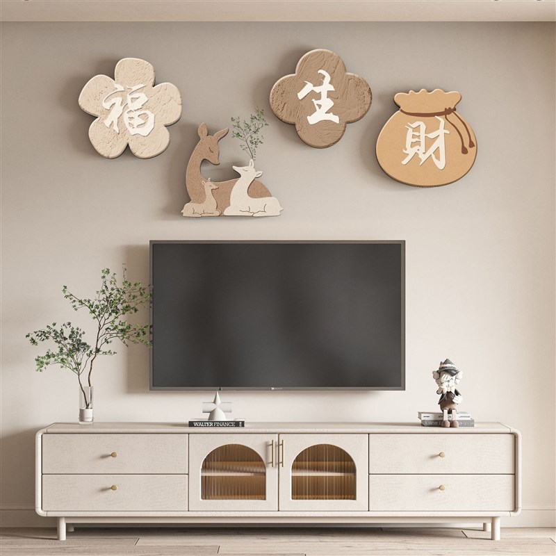 现代简约创意玄关装饰画好寓意走廊过道挂画一家象鹿电视墙组合画图片