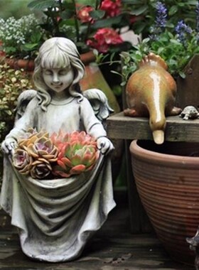 天使摆件欧式做旧花园装饰复古庭院户外园艺院子雕塑幼儿园小仙女