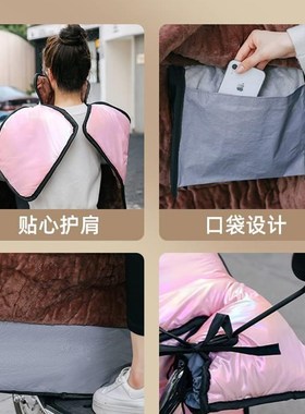 新款亲子款托电动车挡风风被双冬加加儿绒童挡罩厚防寒JG5489摩电
