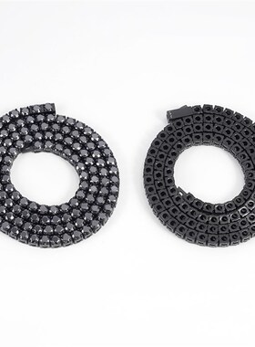 新款4-5mm316L不锈钢镶黑色莫桑石网球链 嘻哈男女手链现货热卖
