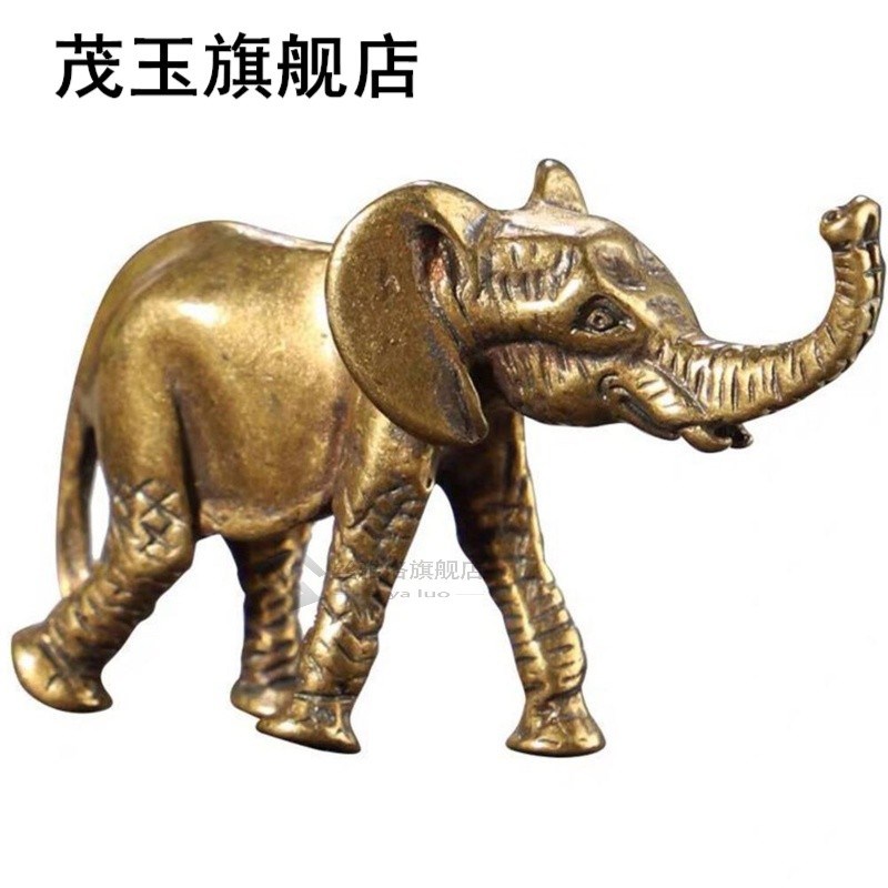 Lucky Wealth Elephant Statue Desk Ornament Brass Figurine Di