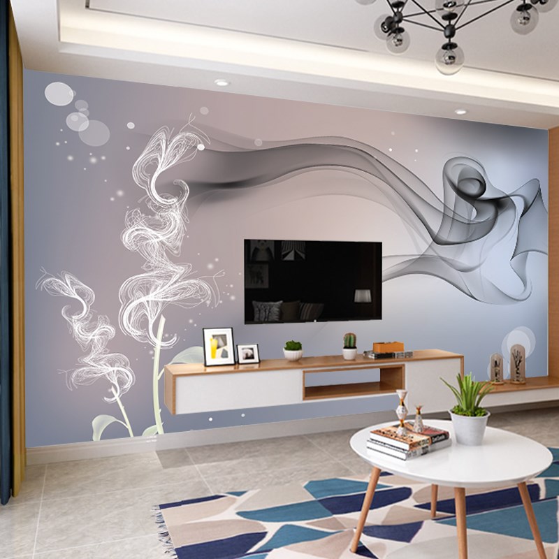 3d现代简约电视背景墙壁纸客厅餐厅墙纸抽像艺术灰色墙布新款壁画