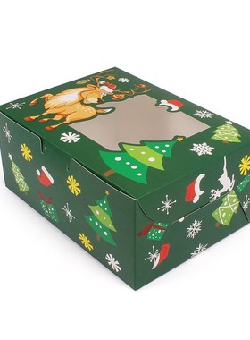 10pcs Christmas Cookie Box Kraft Paper Candy Gift Boxes Bags