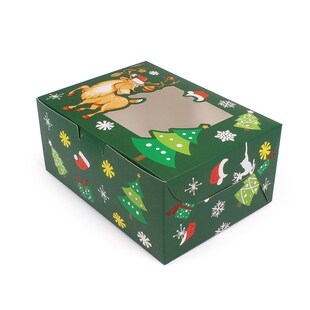 10pcs Christmas Cookie Box Kraft Paper Candy Gift Boxes Bags