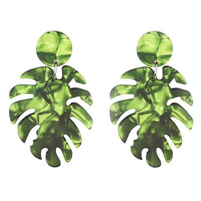 速发Exaggerating leaves Earrings tate plate accessories new