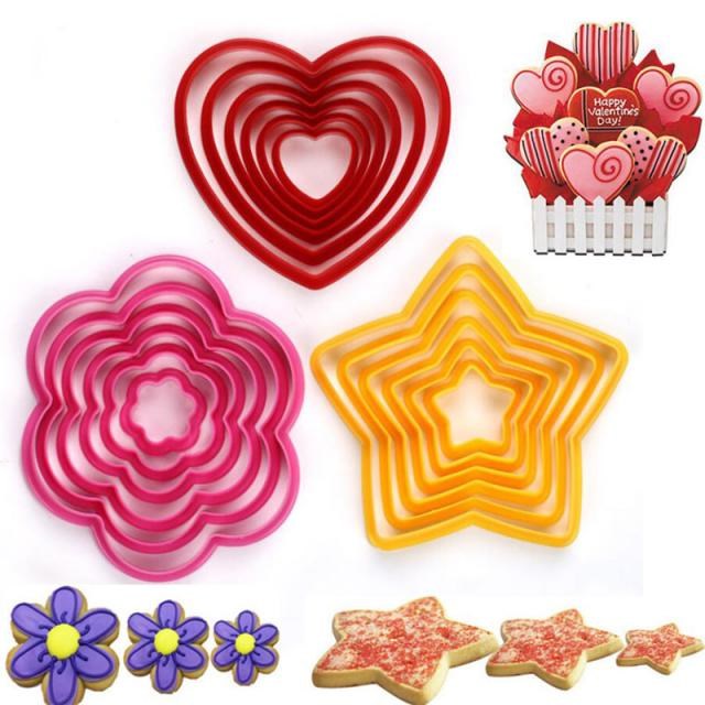 速发6Pcs Heart Flower Star Cookie Biscuit Fondant Cake Cutte