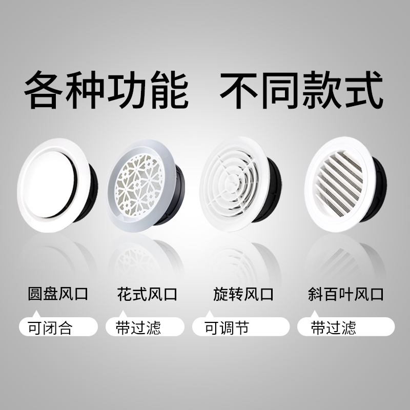 工厂销排风口堵盖k通气孔盖管道出风口外墙通风口网罩装饰盖塑料