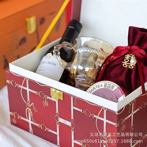 高端结婚伴手礼盒 m中式复古盒子 婚庆回礼创意喜糖盒子手提翻盖