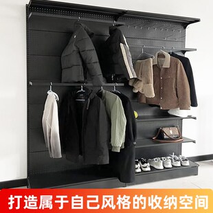 洞洞板落地金属衣架户外装备潮流置物架电竞房五金柜体衣柜收纳架