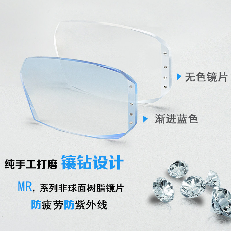 配成品近视眼镜男75/100/150/200/250/300/400/500度无框变色眼镜