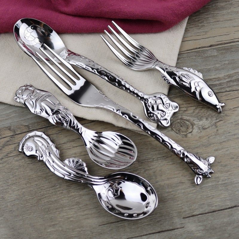 动物卡通 304不锈钢儿童勺子叉子吃面叉子宝宝吃饭勺喝汤勺子,婴童用品,儿童勺,淘宝优惠券,粉丝福利购,淘宝优惠卷