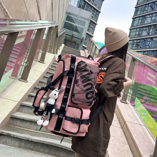 多功能双肩包短途旅行包男款大容量户外运动健身包手提行李收纳袋