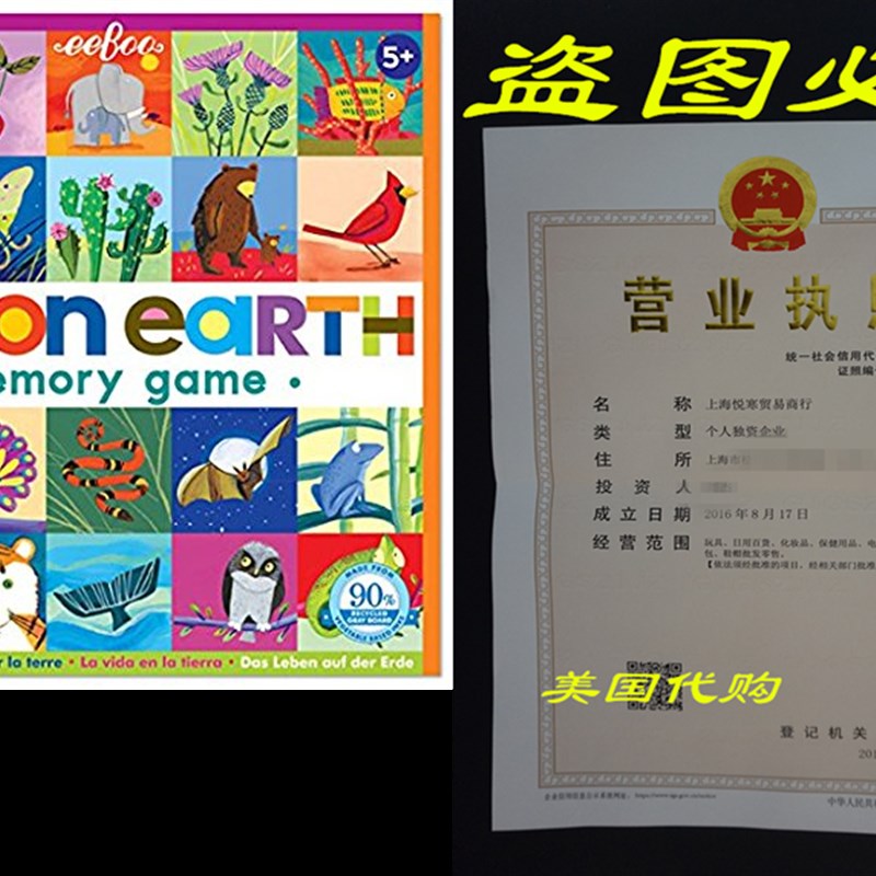 日本进口eeBoo Life on Earth Memory Matching Game