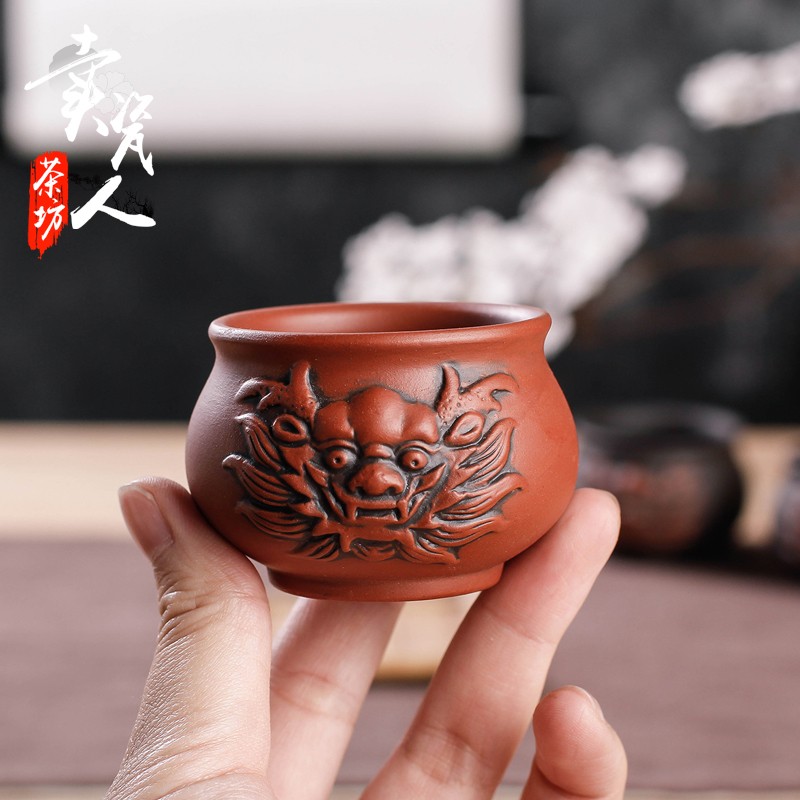宜兴纯手工单个小茶杯 家用紫砂杯功夫茶杯大号 日式主人杯品茗杯