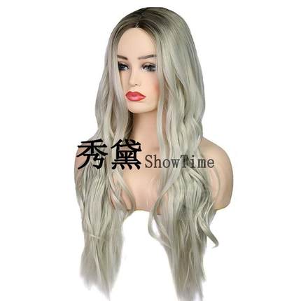 速发。European and Amn wig female hair platinum gold gradien