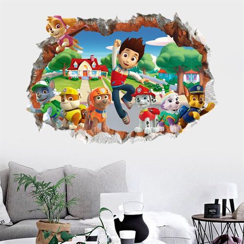 Hot Cartoon 3D Paw Patrol Wall ers  Kindergarten Kids Room B