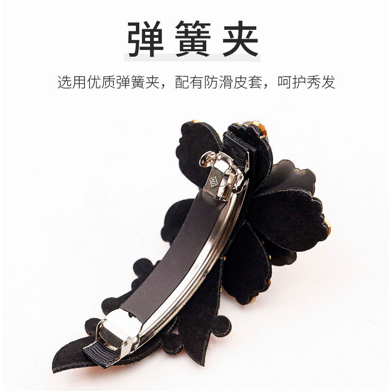 水钻花朵发夹大号弹簧夹夹层镶钻马尾扣盘发头花韩版简约横夹头饰