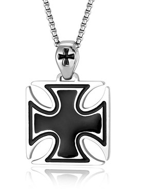 欧美货源不锈钢时尚潮流十字架吊坠圣殿骑士军团标志钛钢滴胶吊坠