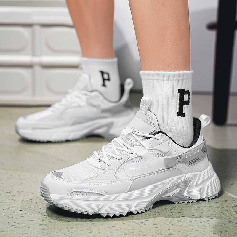 大码男鞋夏季冰丝网面透气运动鞋男款跑步鞋学生青少年老爹鞋48码