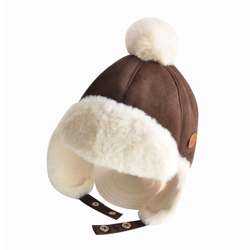 新品Kid Baby Boy Girl Winter Russia Hat Fur Ball Ear Thicken