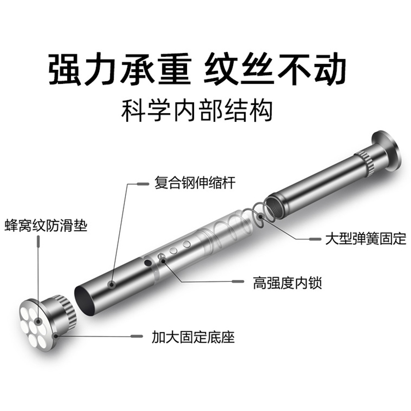 免打孔伸缩杆窗帘罗马杆晾衣杆浴室浴帘杆卧室加厚撑杆子挂钩式