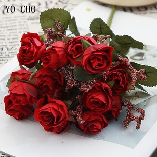Heads Silk Rose Artificial Wedding Girl Min Flower