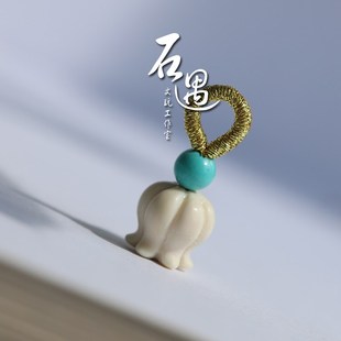 保真天然猛犸牙雕铃兰花弟子珠文玩手串个性配饰单颗配珠手链提溜