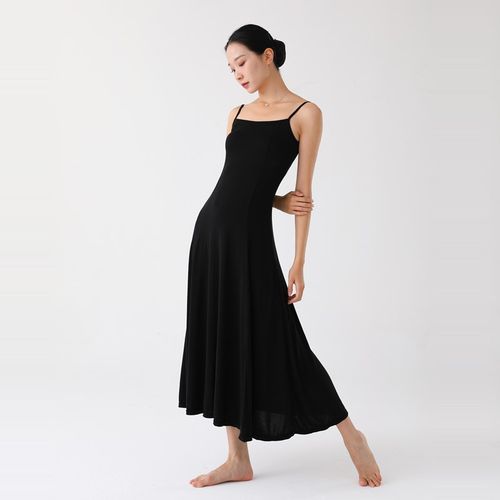 垂坠感修身现代舞演出服长裙古典舞练功服吊带连衣裙表演舞蹈裙子