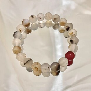 红白草花玛瑙琉璃水晶手串女生弹力绳日常百搭清新国风新中式手链