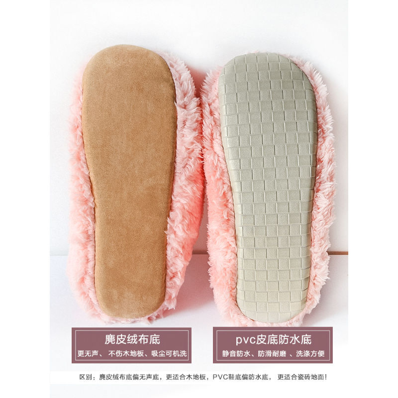 日式冬季棉拖鞋女包跟保暖室内包脚木地H板静音软底月子鞋家用男