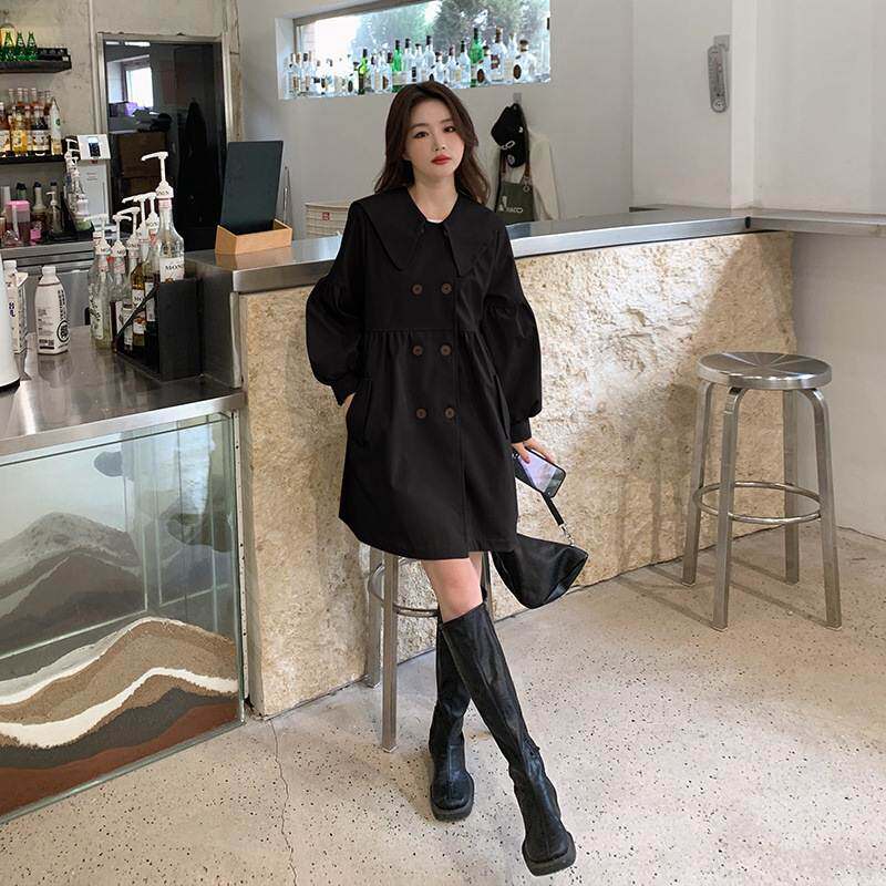 海军领孕妇外套春秋遮肚外穿小个子中长款2023年新款减龄宽松风衣