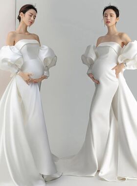 2024新款影楼孕妇主题服装辣妈大肚照礼服拍照摄影准妈咪写真服饰
