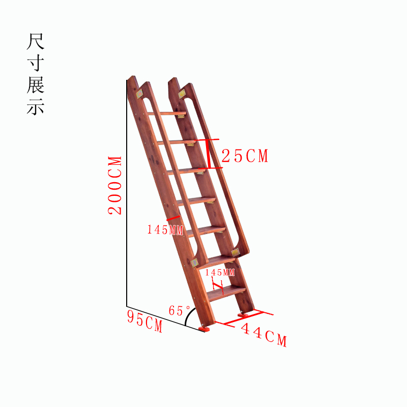 新款木梯子登高梯家用室内木质加厚带扶手直梯爬单一字梯阁楼实木