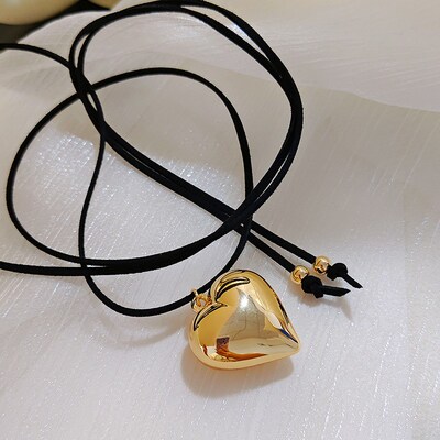 小众高货Goth Black Leather Braid Wax Cord Short Chain Neckla