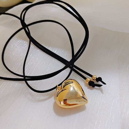 小众高货Goth Black Leather Braid Wax Cord Short Chain Neckla