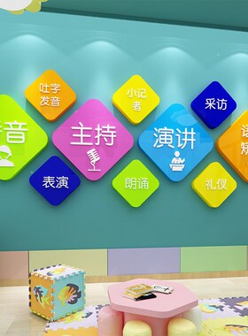 口才教室装饰播音小主持人舞台机构文化布置毛毡学员展示照片墙贴