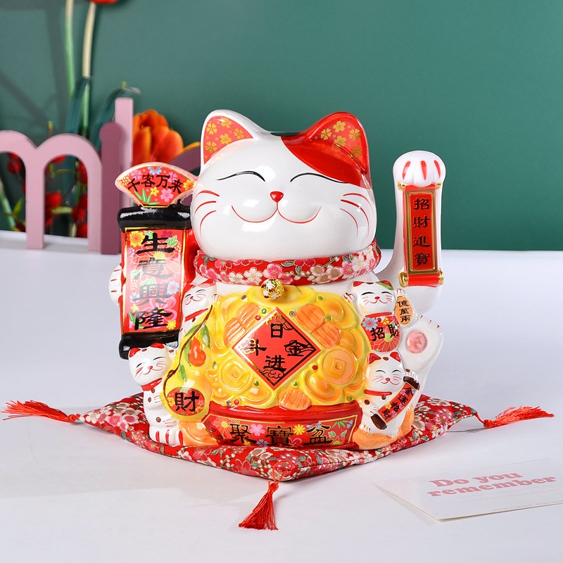 13寸摇手招财猫摆件开业礼物大号店铺收银台家用自动招手送礼礼品