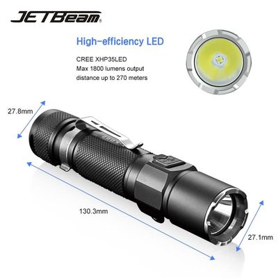 网红JETBeam KO-02 1800LM Powerful Tactical LED Flashlight  X