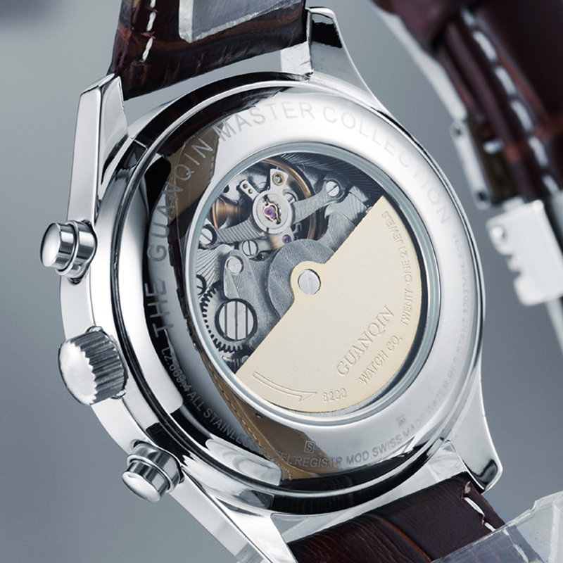 推荐GUANQIN Automatic Mechanical Men Watches Relogio Masculi