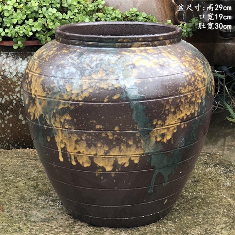速发复古陶罐花盆大号紫砂土陶盆大口径吊兰带粗陶绿萝创意多肉花