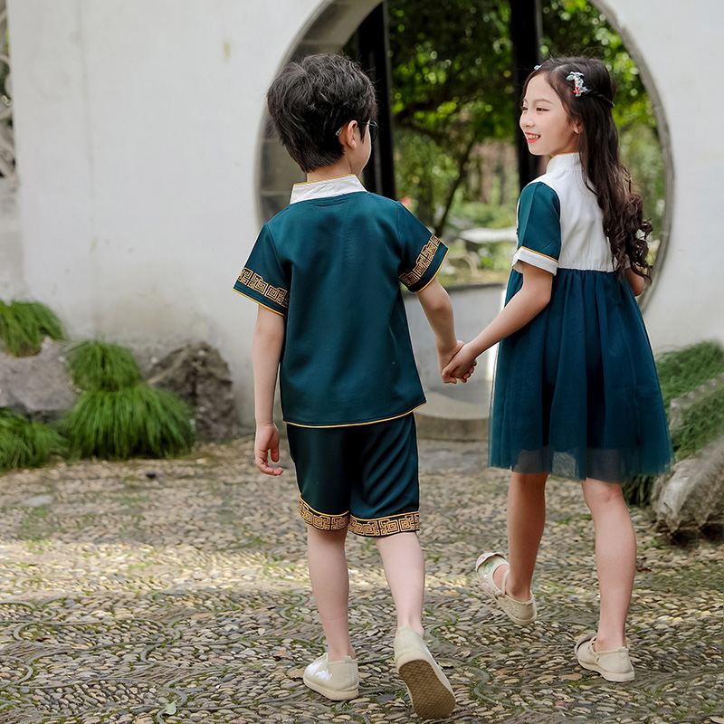 汉服男童夏装薄款古装儿s童夏季民族风服装套装学生女孩中国风唐