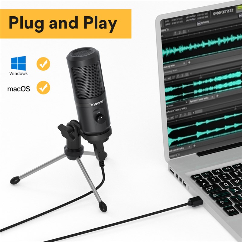 极速MAONO AU PM461TR USB Microphone Condenser Recording PC M