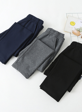 中小学生校e服裤灰色童装女童长裤宽松男童黑色直筒卫裤儿童运动