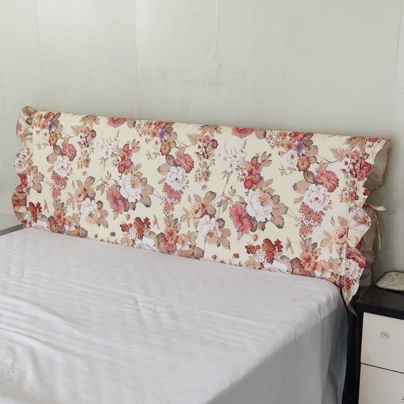 床头套田园风加厚夹棉防撞头布艺软包韩式碎花公主荷叶边床头罩