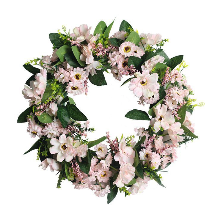 小众高货跨境美式仿真花环门楣花圈婚礼节日装饰玫瑰花小雏菊花环